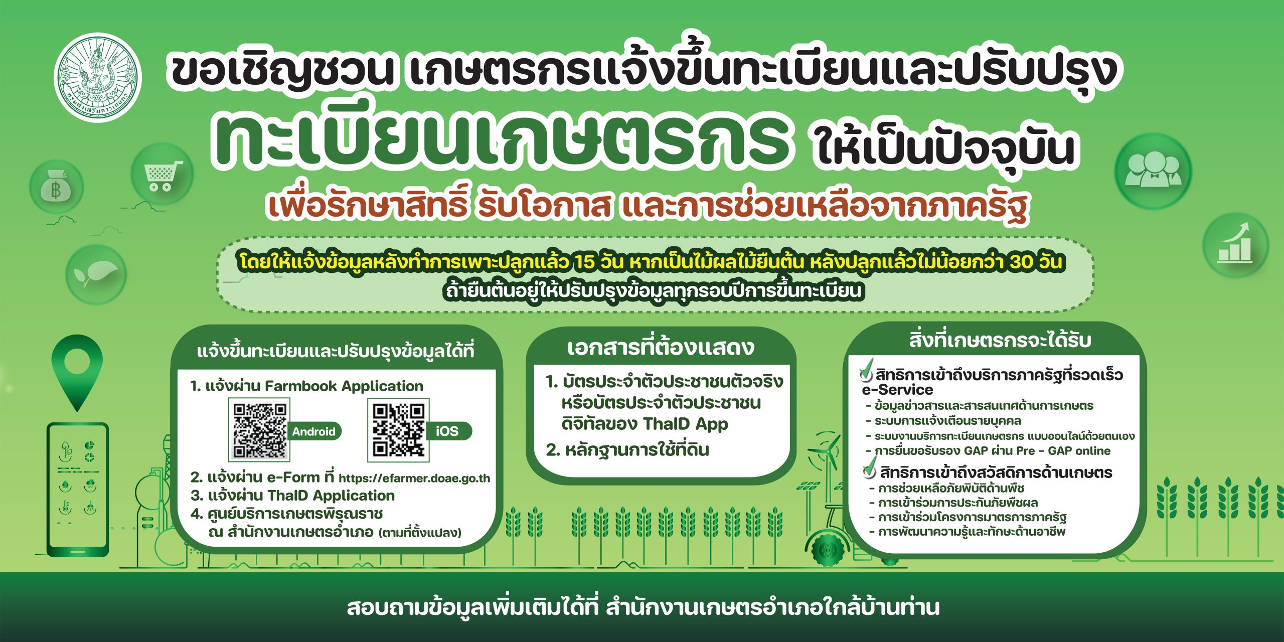 แบนเนอร์เชิญชวนขึ้นทะเบียนเกษตรกร